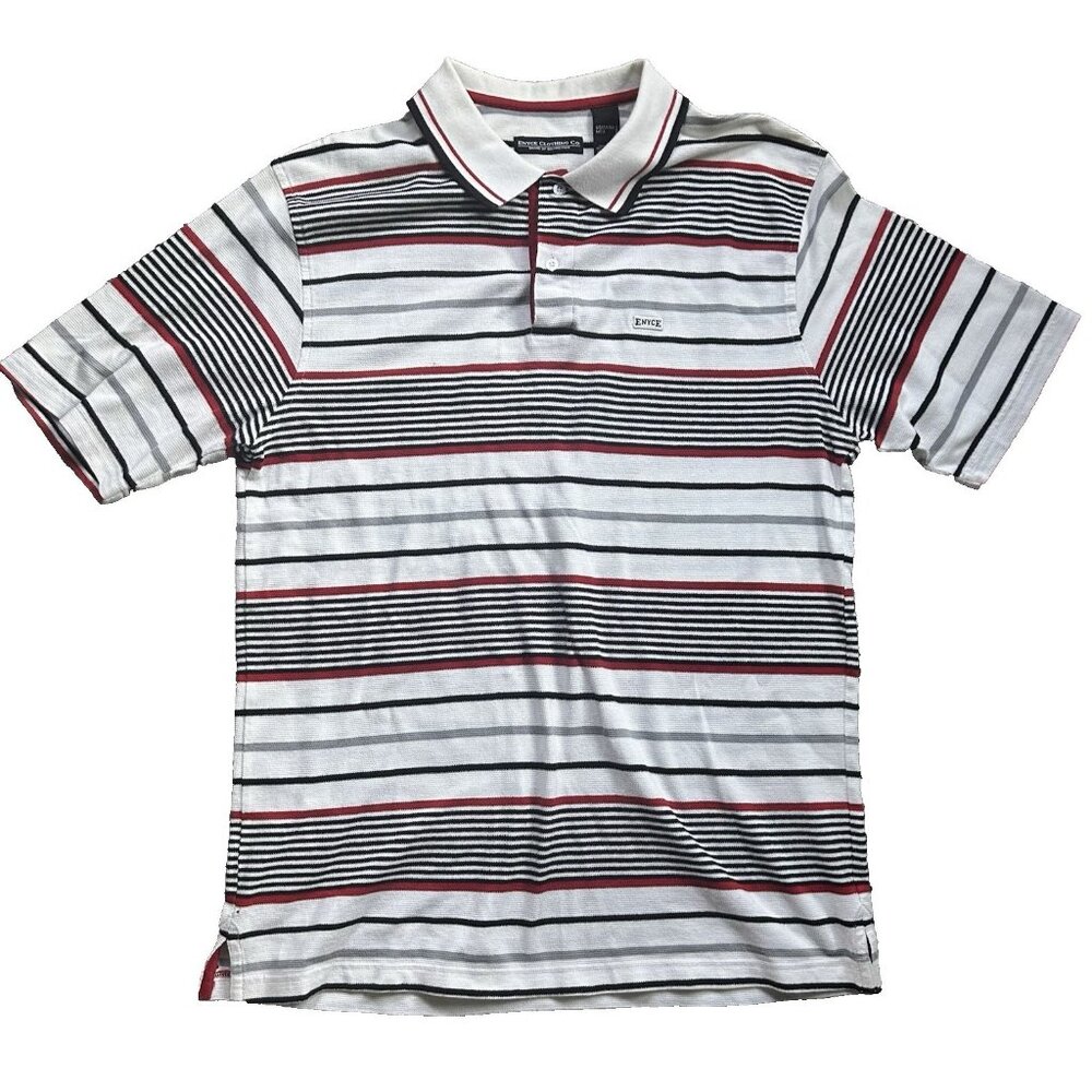 ENYCE Clothing Co Y2K Striped Polo Mens L Vintage Short Sleeve